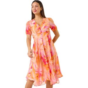 Roman Originals UK Orange Floral Hanky Hem Dress - Dress Roman Originals UK Orange Floral Hanky Hem Dress - Dress