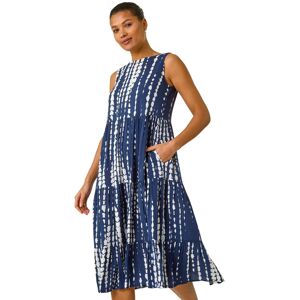 Roman Women's Tie Dye Print Smock Midi Dress in Navy Size: 16 Navy 16 Roman Women's Tie Dye Print Smock Midi Dress in Navy Size: 16 Navy 16