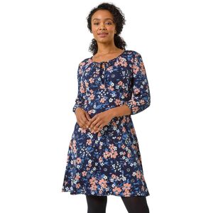 Roman Women's Petite Floral Tie Front Stretch Dress in Navy Size: 16 Navy 16 Roman Women's Petite Floral Tie Front Stretch Dress in Navy Size: 16 Navy 16