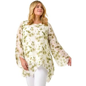 Roman Women's Curve Floral Print Overlay Top in Green Size: 20 Green 20 Roman Women's Curve Floral Print Overlay Top in Green Size: 20 Green 20