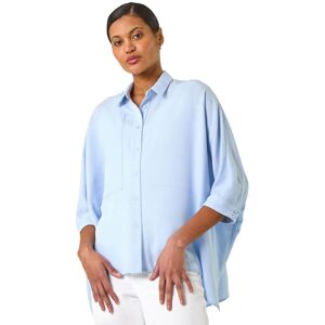Roman Women's Boxy Relaxed Button Blouse in Light Blue Size: 10 Light Blue 10 Roman Women's Boxy Relaxed Button Blouse in Light Blue Size: 10 Light Blue 10