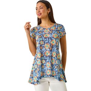 Roman Women's Floral Burnout Print Tunic Top in Blue Size: 10 Blue 10 Roman Women's Floral Burnout Print Tunic Top in Blue Size: 10 Blue 10
