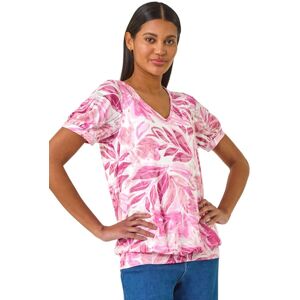 Roman Women's Floral Print Burnout V-Neck Top in Light Pink Size: 12 Light Pink 12 Roman Women's Floral Print Burnout V-Neck Top in Light Pink Size: 12 Light Pink 12