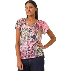 Roman Women's Paisley Print V-Neck Raglan Top in Pink Size: 10 Pink 10 Roman Women's Paisley Print V-Neck Raglan Top in Pink Size: 10 Pink 10