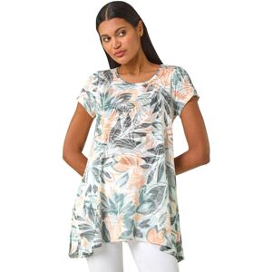 Roman Women's Leaf Print Hanky Hem Tunic Top in Green Size: 14 Green 14 Roman Women's Leaf Print Hanky Hem Tunic Top in Green Size: 14 Green 14