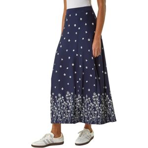 Roman Women's Floral Border Print Stretch Skirt in Navy Size: 12 Navy 12 Roman Women's Floral Border Print Stretch Skirt in Navy Size: 12 Navy 12