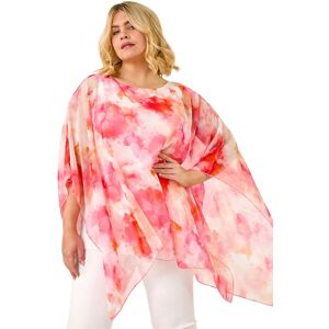 Roman Women's Curve Watercolour Print Overlay Top in Pink Size: 16 Pink 16 Roman Women's Curve Watercolour Print Overlay Top in Pink Size: 16 Pink 16