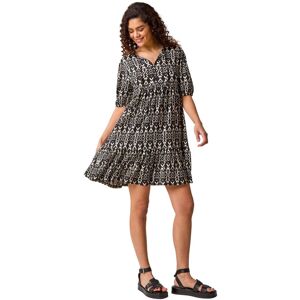 Roman Women's Aztec Tie Front Smock Dress in Black Size: 18 Black 18 Roman Women's Aztec Tie Front Smock Dress in Black Size: 18 Black 18