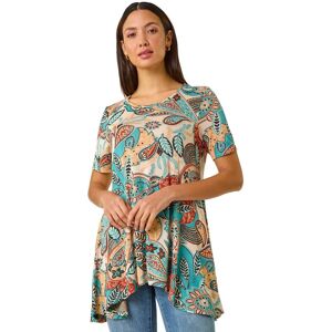 Roman Women's Floral Print Hanky Hem Tunic Top in Blue Size: 12 Blue 12 Roman Women's Floral Print Hanky Hem Tunic Top in Blue Size: 12 Blue 12