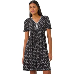 Roman Women's Ditsy Floral Print Trim Dress in Black Size: 20 Black 20 Roman Women's Ditsy Floral Print Trim Dress in Black Size: 20 Black 20