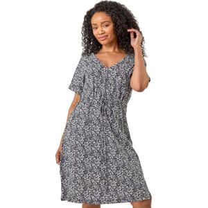 Roman Women's Petite Floral Print Tie Waist Dress in Navy Size: 16 Navy 16 Roman Women's Petite Floral Print Tie Waist Dress in Navy Size: 16 Navy 16