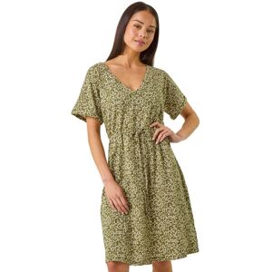 Roman Women's Petite Disty Floral Tie Waist Dress in Khaki Size: 14 Khaki 14 Roman Women's Petite Disty Floral Tie Waist Dress in Khaki Size: 14 Khaki 14