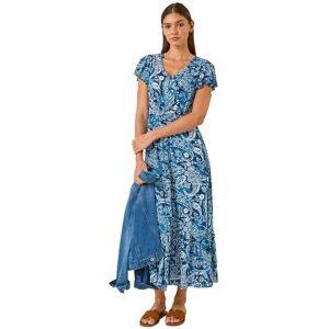 Roman Women's Paisley Print Crinkle Maxi Dress in Navy Size: 12 Navy 12 Roman Women's Paisley Print Crinkle Maxi Dress in Navy Size: 12 Navy 12