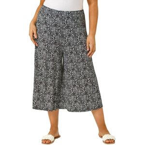Roman Women's Curve Abstract Print Culottes in Black Size: 26-28 Black 26-28 Roman Women's Curve Abstract Print Culottes in Black Size: 26-28 Black 26-28