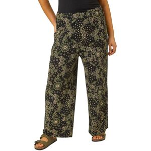 Roman Women's Curve Paisley Print Wide Leg Trouser in Khaki Size: 20 Khaki 20 Roman Women's Curve Paisley Print Wide Leg Trouser in Khaki Size: 20 Khaki 20