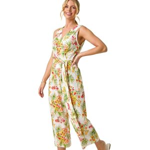 Roman Women's Petite Leaf Border Print Jumpsuit in Ivory Size: 18 Ivory 18 Roman Women's Petite Leaf Border Print Jumpsuit in Ivory Size: 18 Ivory 18