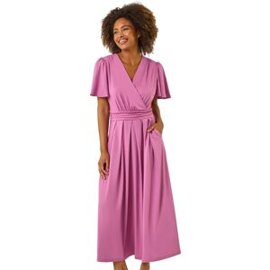 Roman Women's Tie Back V-Neck Stretch Midi Dress in Purple Size: 18 Purple 18 Roman Women's Tie Back V-Neck Stretch Midi Dress in Purple Size: 18 Purple 18