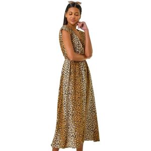 Roman Women's Animal Print Shirred Waist Maxi Dress in Camel Size: 18 Camel 18 Roman Women's Animal Print Shirred Waist Maxi Dress in Camel Size: 18 Camel 18