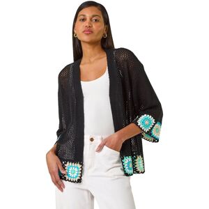 Roman Women's Edge Crochet Hem Knit Cardigan in Black Size: 18 Black 18 Roman Women's Edge Crochet Hem Knit Cardigan in Black Size: 18 Black 18