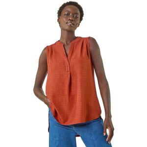 Roman Women's V-Neck Front Pleat Vest Top in Orange Size: 12 Orange 12 Roman Women's V-Neck Front Pleat Vest Top in Orange Size: 12 Orange 12