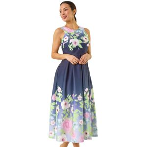 Roman Women's Floral Print Border Scuba Midi Dress in Navy Size: 18 Navy 18 Roman Women's Floral Print Border Scuba Midi Dress in Navy Size: 18 Navy 18
