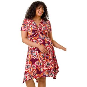Roman Women's Curve Floral Print Twist Front Dress in Purple Size: 18 Purple 18 Roman Women's Curve Floral Print Twist Front Dress in Purple Size: 18 Purple 18