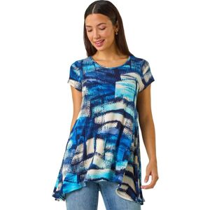 Roman Women's Abstract Print Stretch Tunic Top in Blue Size: 12 Blue 12 Roman Women's Abstract Print Stretch Tunic Top in Blue Size: 12 Blue 12
