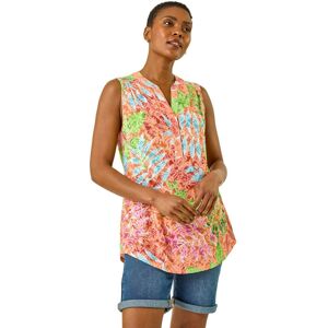 Roman Women's Burnout Leaf Print Vest Top in Orange Size: 10 Orange 10 Roman Women's Burnout Leaf Print Vest Top in Orange Size: 10 Orange 10