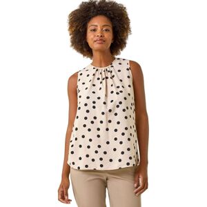 Roman Women's Spot Print Tie Detail Vest Top in Stone Size: 20 Stone 20 Roman Women's Spot Print Tie Detail Vest Top in Stone Size: 20 Stone 20