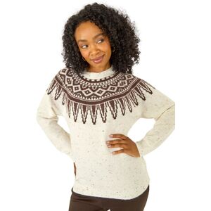 Roman Women's Petite Neppy Fairisle Knit Jumper in Natural Size: 16 Natural 16 Roman Women's Petite Neppy Fairisle Knit Jumper in Natural Size: 16 Natural 16