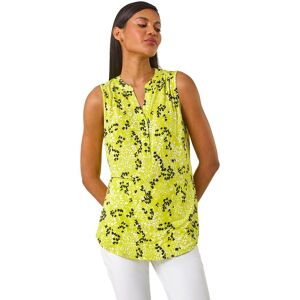 Roman Women's Floral Buttoned Stretch Vest Top in Lime Size: 12 Lime 12 Roman Women's Floral Buttoned Stretch Vest Top in Lime Size: 12 Lime 12
