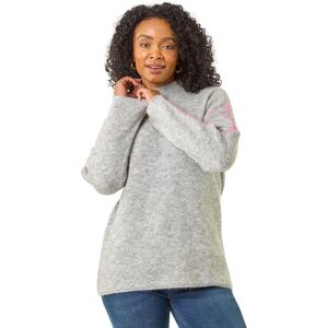 Roman Women's Petite Contrast Stitch Knit Jumper in Grey Size: 10 Grey 10 Roman Women's Petite Contrast Stitch Knit Jumper in Grey Size: 10 Grey 10