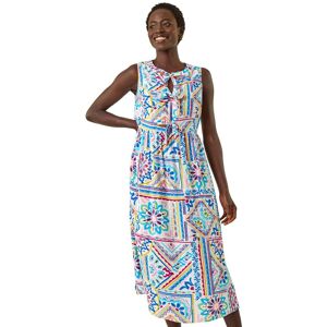 Roman Women's Tie Print Bow Front Midi Dress in Light Blue Size: 20 Light Blue 20 Roman Women's Tie Print Bow Front Midi Dress in Light Blue Size: 20 Light Blue 20