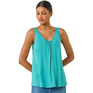 Roman Women's Plain V-Neck Stretch Jersey Vest Top in Teal Size: 12 Teal 12 Roman Women's Plain V-Neck Stretch Jersey Vest Top in Teal Size: 12 Teal 12