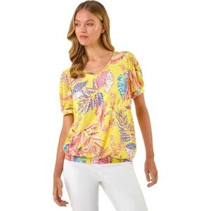 Roman Women's Animal Print Burnout Blouson Top in Yellow Size: 16 Yellow 16 Roman Women's Animal Print Burnout Blouson Top in Yellow Size: 16 Yellow 16