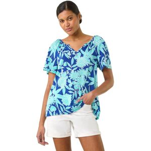 Roman Women's Textured Print Notch Neck Top in Royal Size: 18 Royal 18 Roman Women's Textured Print Notch Neck Top in Royal Size: 18 Royal 18