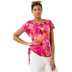 Roman Women's Abstract Print Side Tie Detail Top in Fuchsia Size: 20 Fuchsia 20 Roman Women's Abstract Print Side Tie Detail Top in Fuchsia Size: 20 Fuchsia 20
