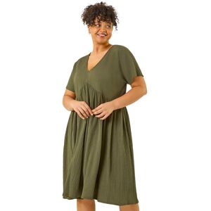 Roman Women's Curve Textured V-Neck Stretch Dress in Green Size: 22-24 Green 22-24 Roman Women's Curve Textured V-Neck Stretch Dress in Green Size: 22-24 Green 22-24