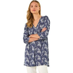 Roman Women's Paisley Print V-Neck Stretch Top in Navy Size: 12 Navy 12 Roman Women's Paisley Print V-Neck Stretch Top in Navy Size: 12 Navy 12