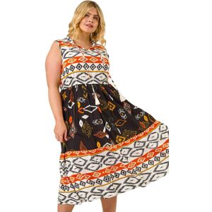 Roman Women's Curve Aztec Print Smock Midi Dress in Orange Size: 18 Orange 18 Roman Women's Curve Aztec Print Smock Midi Dress in Orange Size: 18 Orange 18