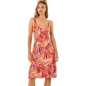 Roman Women's Abstract Print V-Neck Frill Dress in Red Size: 16 Red 16 Roman Women's Abstract Print V-Neck Frill Dress in Red Size: 16 Red 16