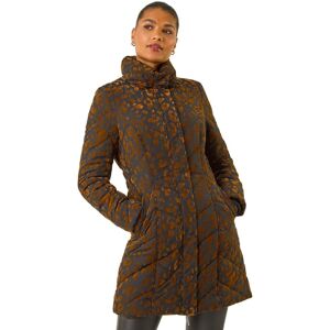 Roman Women's Animal Flock Detail Padded Coat in Brown Size: 16 Brown 16 Roman Women's Animal Flock Detail Padded Coat in Brown Size: 16 Brown 16