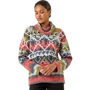 Roman Women's Aztec Print Roll Neck Knit Jumper in Orange Size: 16 Orange 16 Roman Women's Aztec Print Roll Neck Knit Jumper in Orange Size: 16 Orange 16