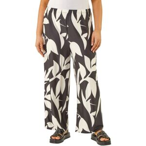 Roman Women's Curve Leaf Print Stretch Trousers in Black Size: 22-24 Black 22-24 Roman Women's Curve Leaf Print Stretch Trousers in Black Size: 22-24 Black 22-24