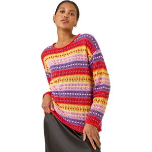 Roman Women's Bobble Knit Stripe Jumper in Red Size: 18 Red 18 Roman Women's Bobble Knit Stripe Jumper in Red Size: 18 Red 18