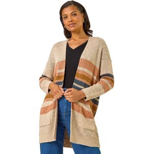 Roman Women's Stripe Knit Longline Cardigan in Camel Size: 12 Camel 12 Roman Women's Stripe Knit Longline Cardigan in Camel Size: 12 Camel 12
