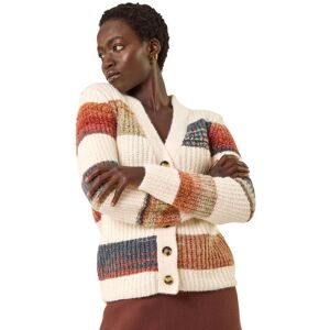 Roman Women's Stripe Buttoned Knit Cardigan in Ivory Size: 10 Ivory 10 Roman Women's Stripe Buttoned Knit Cardigan in Ivory Size: 10 Ivory 10