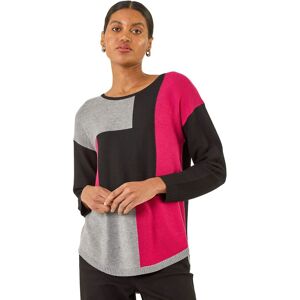 Roman Women's Colour Block Ribbed Jumper in Black Size: 12 Black 12 Roman Women's Colour Block Ribbed Jumper in Black Size: 12 Black 12