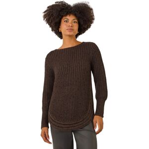 Roman Women's Curved Hem Stitch Detail Jumper in Chocolate Size: 18 Chocolate 18 Roman Women's Curved Hem Stitch Detail Jumper in Chocolate Size: 18 Chocolate 18