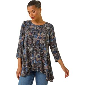 Roman Women's Floral Puff Print Stretch Shirt in Blue Size: 18 Blue 18 Roman Women's Floral Puff Print Stretch Shirt in Blue Size: 18 Blue 18